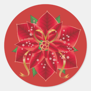Stickers de Noël-Rouge Poinsettia