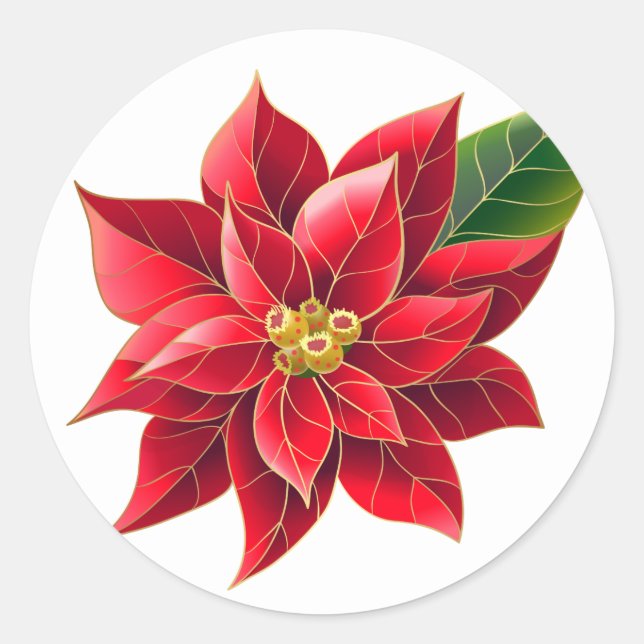 Stickers de Noël-Rouge Poinsettia (Devant)