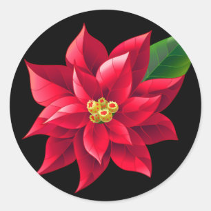 Stickers de Noël-Rouge Poinsettia