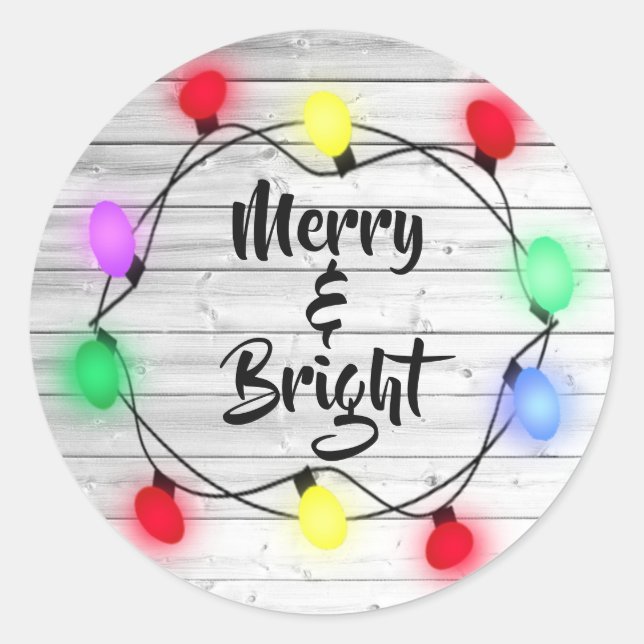 Stickers de Noël rustique "Joyeux & Lumineux" (Devant)