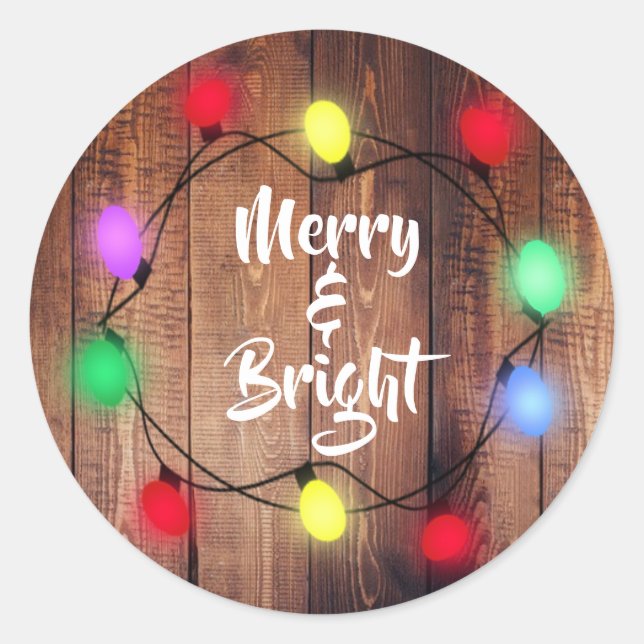 Stickers de Noël rustique "Joyeux & Lumineux" (Devant)