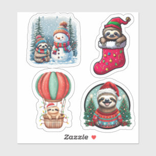 Stickers de Noël Sloth, Jolie Sloth Holiday