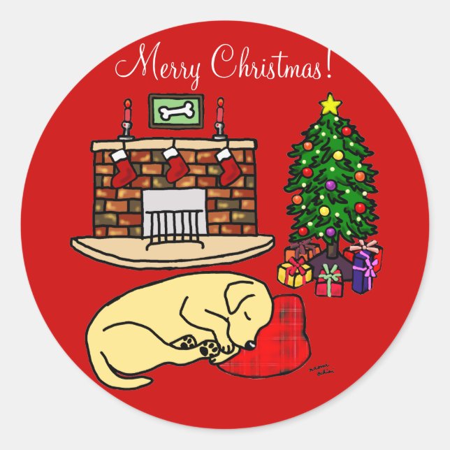 Stickers de Noël Yellow Labrador Retriever (Devant)