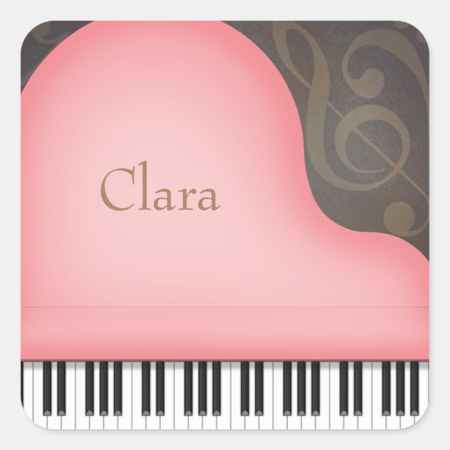 Stickers de nom personnalisé Pink Grand Piano (Devant)