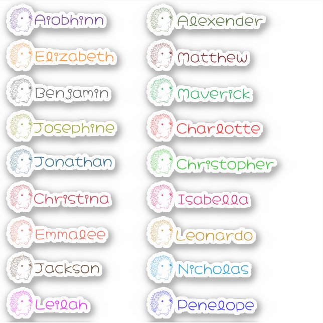 Stickers de noms multiples personnalisés de hériss (Devant)
