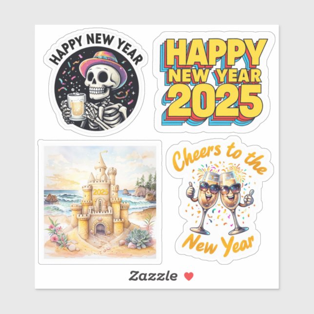 Stickers de Nouvel An, Stickers 2025, Nouvel An (Feuille)