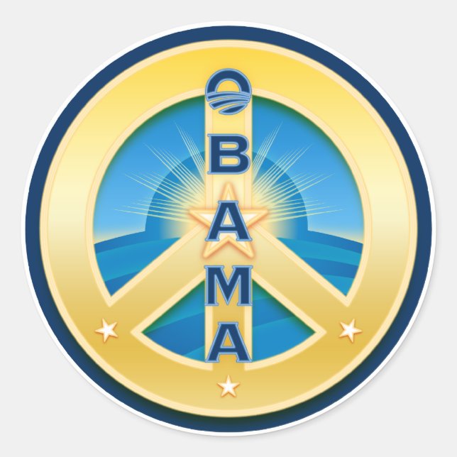 Stickers de paix GoldStar d'Obama, en blanc (Devant)