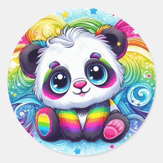 stickers de panda pour bébé arc-en-ciel (Devant)