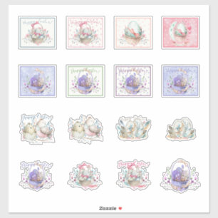 Stickers de Pâques Bunnies et paniers mignons