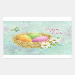 Stickers de Pâques OEufs colorés dans le nid