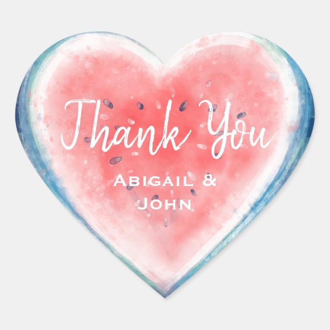Stickers de pastèque en forme de coeur de Merci (Devant)
