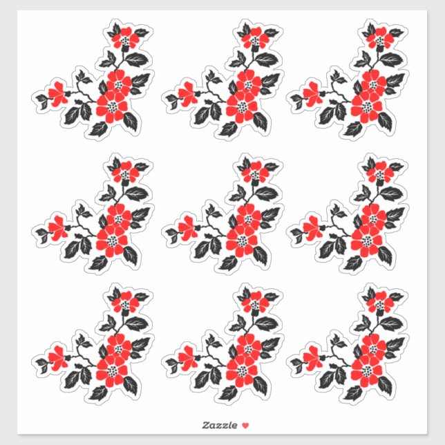 stickers de pavot rouge vinyle (Feuille)