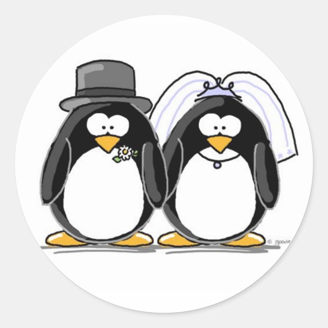 Stickers de pingouin de mariée et de chambre (Devant)