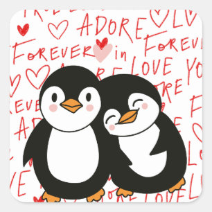 Stickers de pingouins de Saint Valentin