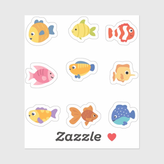 Stickers de poisson mignon (Feuille)