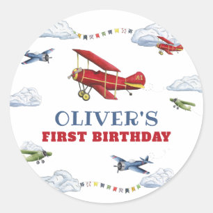 Stickers de premier anniversaire de l'avion vintag