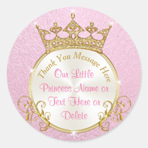 Stickers de princes personnalisés rose et or