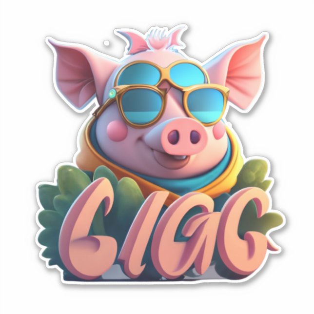 Stickers de qualité à vos aiguilles Stickers Pig (Devant)