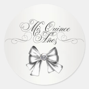Stickers de Quinceanera blanche élégant