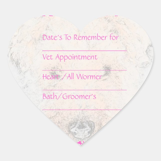 Stickers de rappel rose chien (Devant)