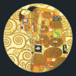 Stickers de réalisation Gustav Klimt<br><div class="desc">Autocollants Gustav Klimt Fulfillment. Frise de 1909. Complété pendant la phase d’or de Klimt, Fulfillment est composé d’un couple d’embrassades se tenant sous une courtepointe à motifs multiples avec spirales, yeux, oiseaux, poissons et autres formes. L’arrière - plan de l’oeuvre présente les mêmes spirales de bronze qui orneraient le célèbre...</div>