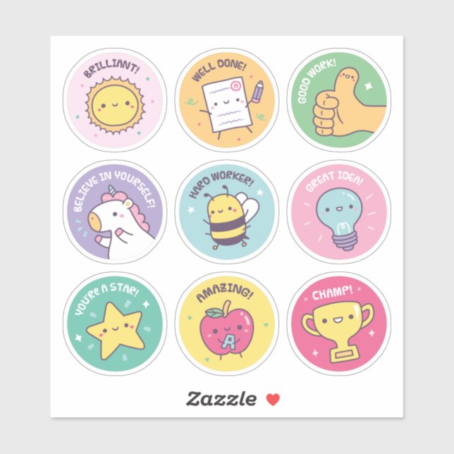 Stickers de récompense pour motivation positive (Feuille)