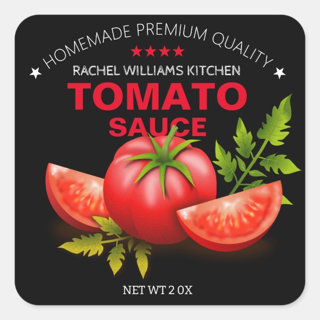 Stickers de sauce tomate sur mesure pour Étiquette (Devant)