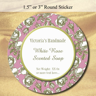 Stickers de savon personnalisés Rose blanc et Faux