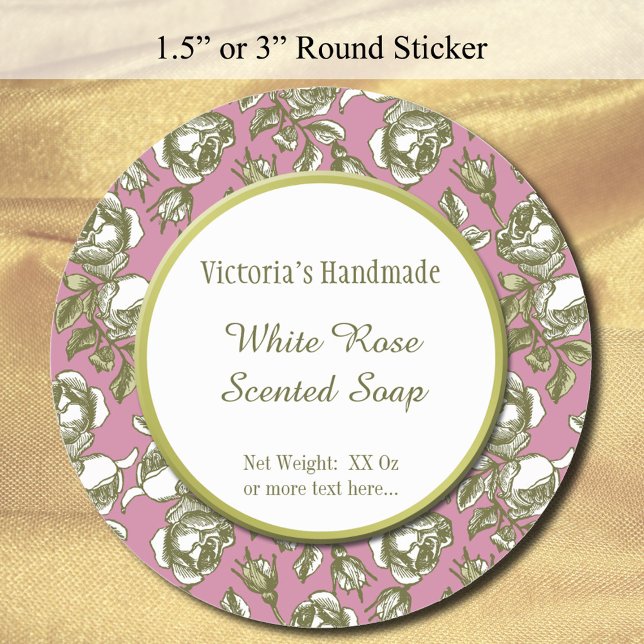Stickers de savon personnalisés Rose blanc et Faux (Créateur téléchargé)