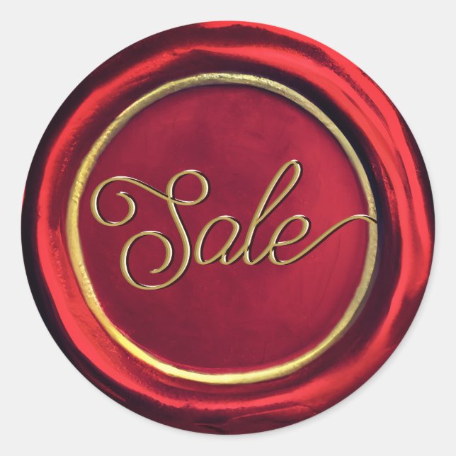 Stickers De Sceau De Cire De Vente Rouge Et Or Cla (Devant)