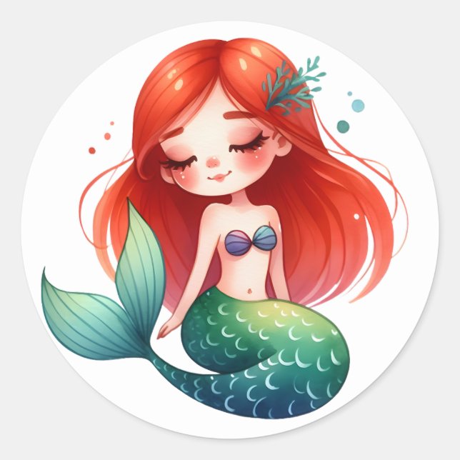 Stickers de sirène de couleur mignonne (Devant)