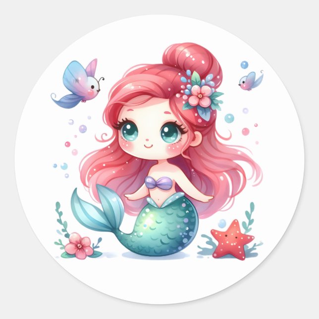 Stickers de sirène de couleur mignonne (Devant)