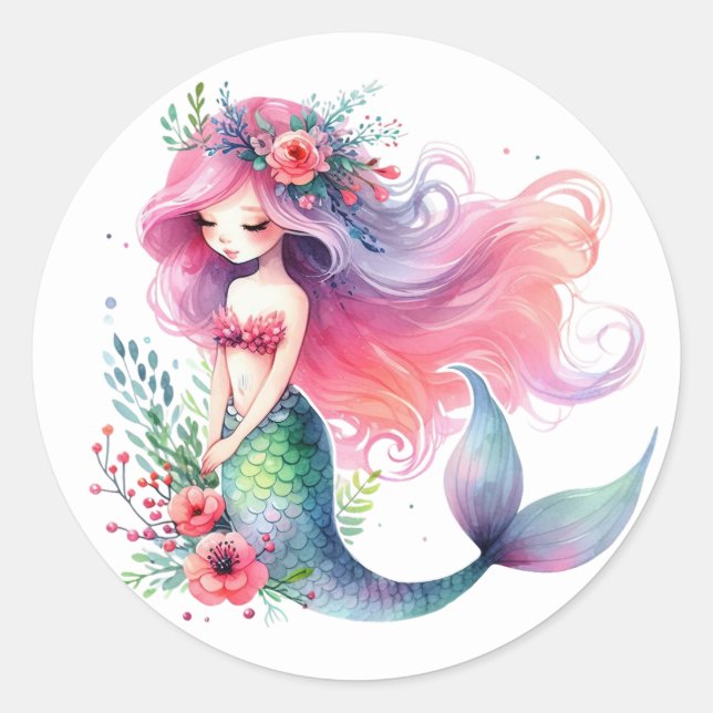 Stickers de sirène de couleur mignonne (Devant)