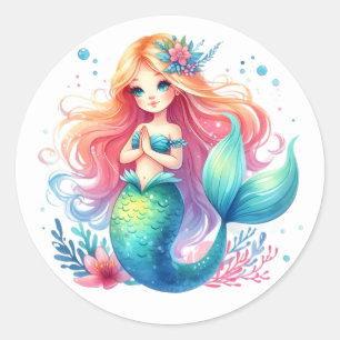 Stickers de sirène de couleur mignonne