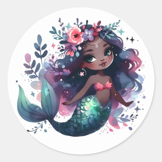 Stickers de sirène de couleur mignonne (Devant)