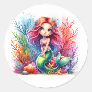 Stickers de sirène de couleur mignonne