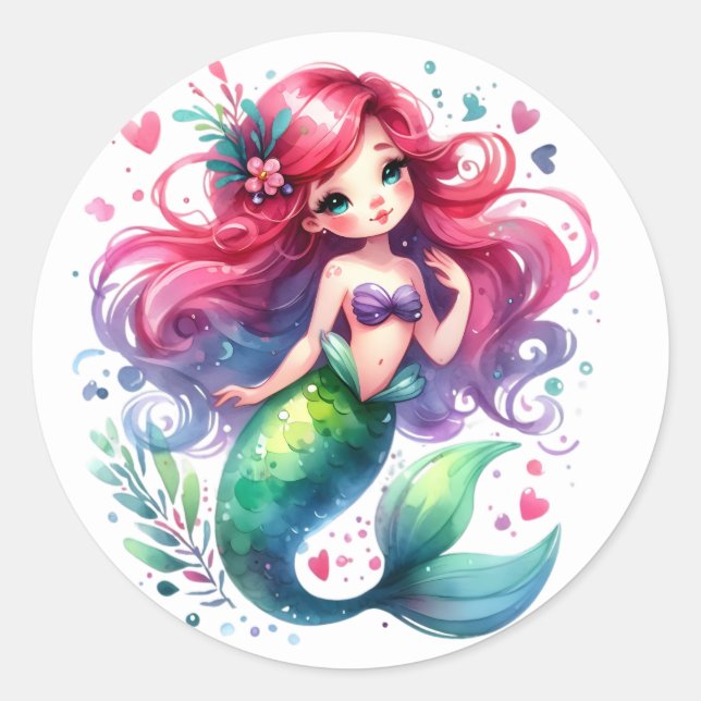 Stickers de sirène de couleur mignonne (Devant)