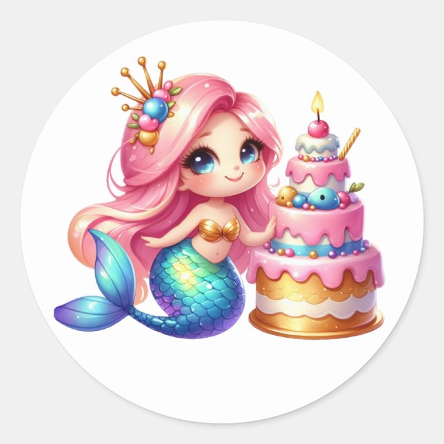Stickers de sirène de couleur mignonne (Devant)