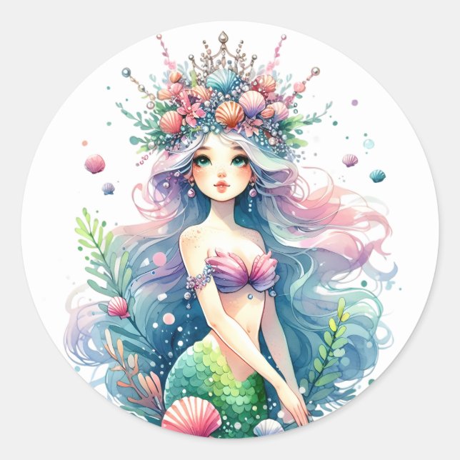 Stickers de sirène de couleur mignonne (Devant)