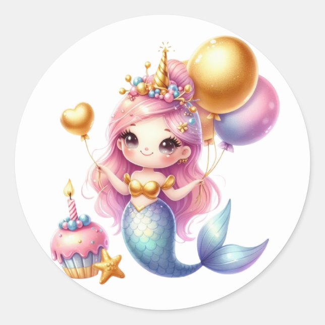 Stickers de sirène de couleur mignonne (Devant)