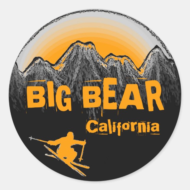 stickers de ski à thème orange Big Bear California (Devant)
