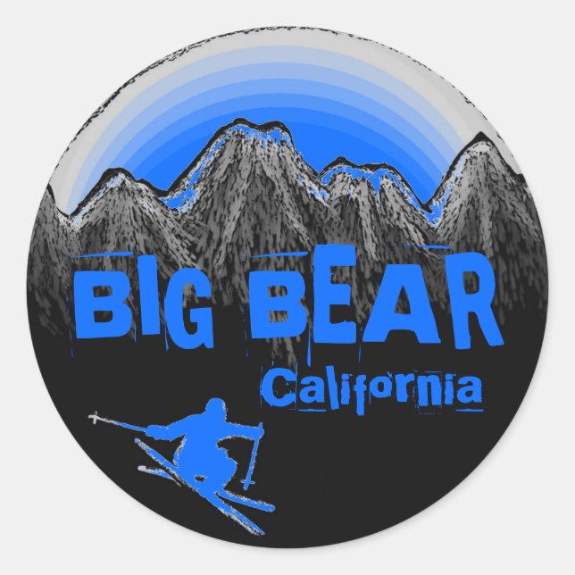 stickers de ski bleu Big Bear Mountain California (Devant)
