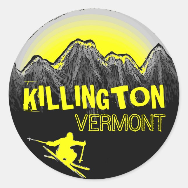 stickers de ski jaune Killington Vermont (Devant)