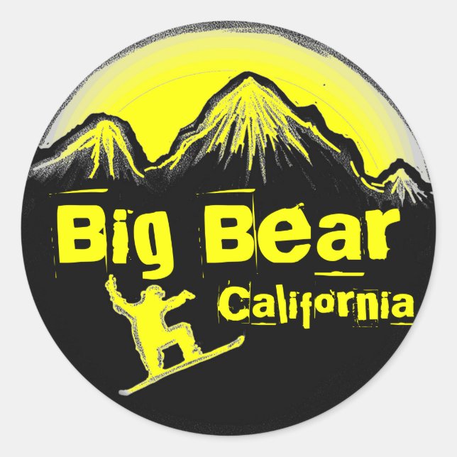 stickers de snowboard jaune Big Bear California (Devant)