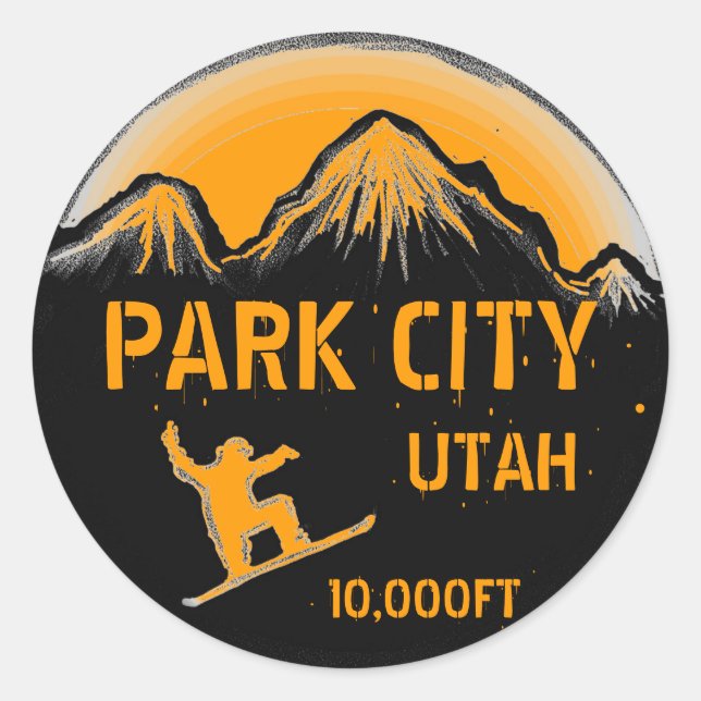 stickers de snowboard orange Park City Utah (Devant)