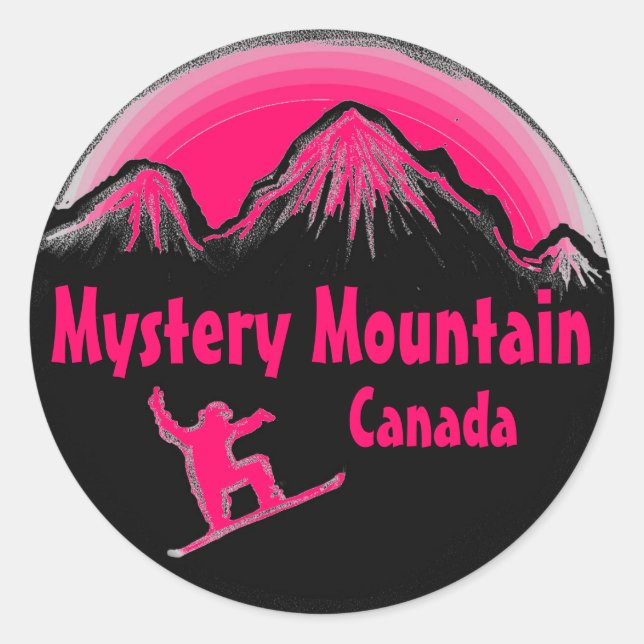 stickers de snowboard rose de Mystery Mountain Can (Devant)