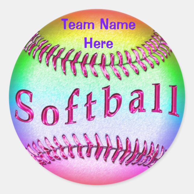 Stickers de softball avec VOTRE NOM D'ÉQUIPE (Devant)