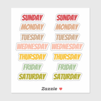 Stickers de style Police de couleur Jours