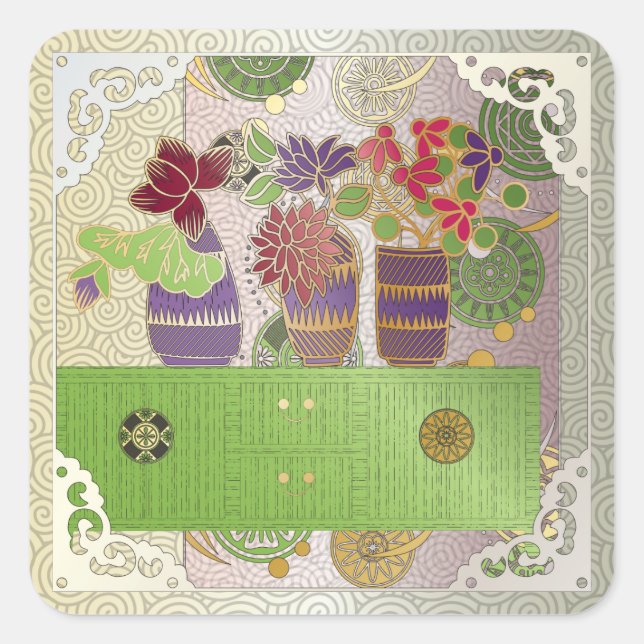 Stickers de table verte Mah Jongg (Devant)