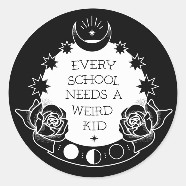 Stickers de tatouage Monochrome Weird Kid Slogan (Devant)